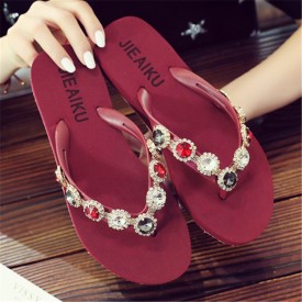 Size：4.5-8.5Women Fashion Rhinestone Decorative Flat 3