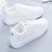 Women Casual Fashion Rose Embroidery Thick-Soled Comfortable PU Leather White 4