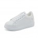 Women Casual Fashion Rose Embroidery Thick-Soled Comfortable PU Leather White 4