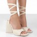 Women Fashion Sexy Strap Design Plush Chunky High Heel Sandals