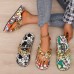 Women Fashion Creative Chain Decorative Graffiti Design Platform Flip-flop