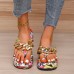 Women Fashion Creative Chain Decorative Graffiti Design Platform Flip-flop