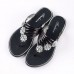 Women Fashion Sexy Flower Shape Rhinestone Decorative Flat Flip-flops