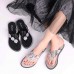 Women Fashion Sexy Flower Shape Rhinestone Decorative Flat Flip-flops