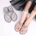 Women Fashion Sexy Flower Shape Rhinestone Decorative Flat Flip-flops