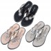 Women Fashion Sexy Flower Shape Rhinestone Decorative Flat Flip-flops