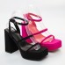 Women Fashion Buckle Design Platform Chunky High Heel Sandals