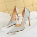 Women Fashion Sexy Snakes Pointed Toe Solid Color Stiletto Shoes Pumps