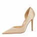 Women Fashion Sexy Snakes Pointed Toe Solid Color Stiletto Shoes Pumps