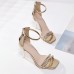 Women Fashion Sexy Zipper Design Square Toe Stiletto Sandals