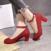 Women'S Fashion Suede Platform Buckle Chunky Heel Pumps