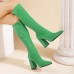 Women'S Fashion Plus Size Chunky Heel Suede Side Zipper But Knee High Boots