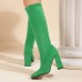 Women'S Fashion Plus Size Chunky Heel Suede Side Zipper But Knee High Boots