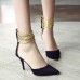 Fashion Sexy Women Solid Suede Upper Back Zipper Pointed Toe Stiletto High Heels