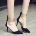 Fashion Sexy Women Solid Suede Upper Back Zipper Pointed Toe Stiletto High Heels