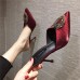 Women Fashion Pointed Toe Rhinestone Buckle High Heel Mules