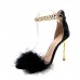 Women Fashion Metal Chain Decorated Stiletto Stiletto Fashion Fur Sandals