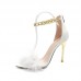 Women Fashion Metal Chain Decorated Stiletto Stiletto Fashion Fur Sandals