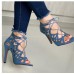 Women Fashion Sexy Solid Color Hollow Peep Toe Stiletto Heel Bandage Sandals