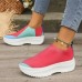 Women Plus Size Fashion Casual Color Blocking Fly-Woven Thick-Soled 4