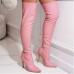 Women Fashion Sexy Plus Size Solid Color Pointed Toe Stiletto Heel Over-The-Knee Boots