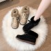 Suede Winter Women Fashion Lace-Up Velvet Warm Solid Color Round Toe Flat Snow Boots