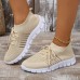 Women Casual Plus Size Solid Color Mesh Breathable Flat 4