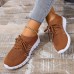 Women Casual Plus Size Solid Color Mesh Breathable Flat 4