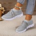 Women Casual Plus Size Solid Color Mesh Breathable Flat 4