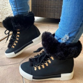 Autumn Winter Women Fashion Thick Warm Plush Round Head Thick-Soled Short Boots