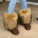 Autumn And Winter Women Fashion Plus Size Plush Thick-Soled Non-Slip Round Toe Mid-Calf Snow Boots