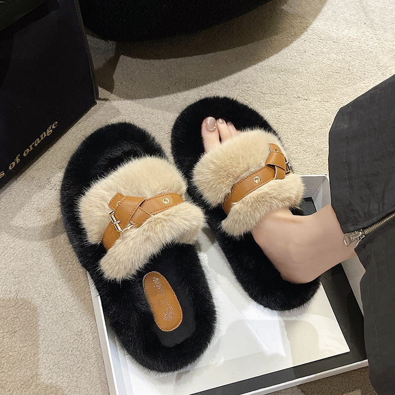 Autumn And Winter Women Fashionable Plus-Size Plush Round Toe Flat 3