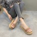 Summer Women Fashion Vacation Beach Grass Woven Thick-Soled Round Toe 3