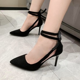 Women Fashion Sexy Hollow Cross Strap Pointed Toe Pumps