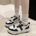 Women Fashion Casual Black White Color Block Lace-Up 4