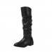 Women Fashion Plus Size Solid Color PU Toe High Boots