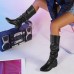 Women Fashion Plus Size Solid Color PU Toe High Boots