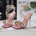 Plus Size Women Fashion Rhinestone Metal Decorative High Heel Sandals